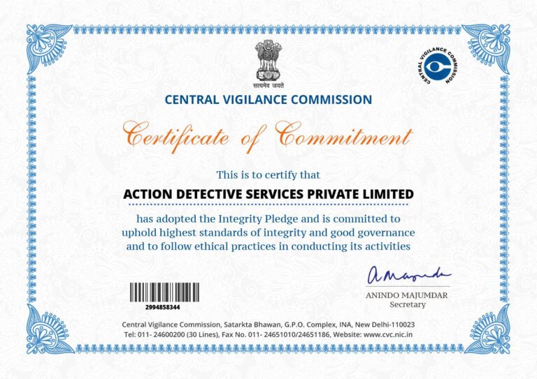 Certificate of Commitment for Action Detective Services Pvt. Ltd.